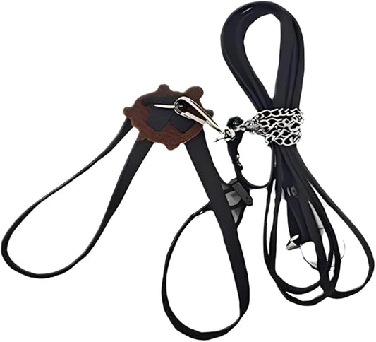 Tortoise Leash， Adjustable Control Rope Turtle Leash and Harness Pet Walking Rope for Small Medium and Large Turtle Pets Outdoor Walking Training Supplies，Black S