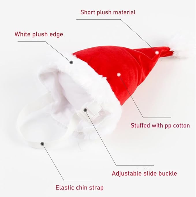 ANIAC Dog Christmas Hat for Medium Large Dog Pet Christmas Outfit Stand up Santa Hat for Dog Kids Santa Costume for Golden Retriever Great Dane Labrador German Shepherd Pitbull (Red Hat, Large)