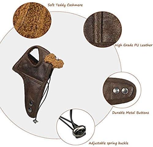 Leconpet Dog Aviator Hat, Dog Winter Pilot Hat with Ear Flaps for Cold Weather (S, Coffee)