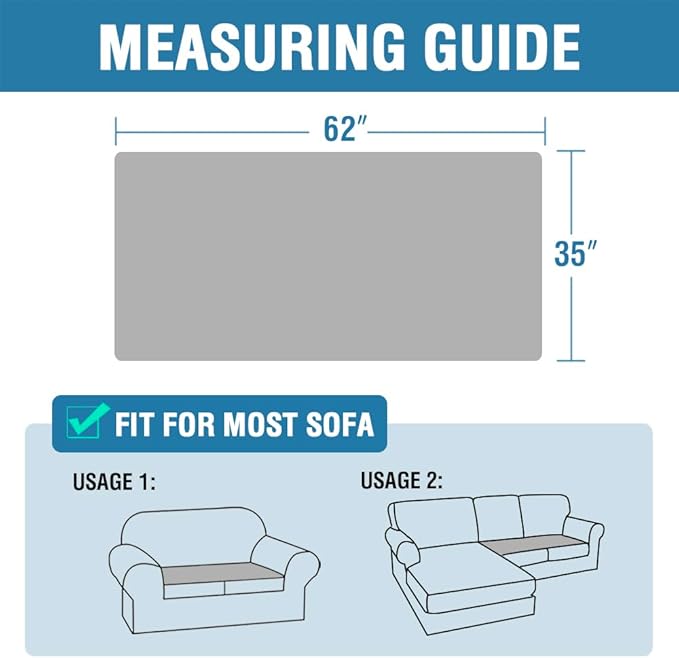 H.VERSAILTEX Plush Chenille Dog Bed Cover Thick Soft Sofa Covers Loveseat Cover for 2 Cushion Couch Anti Slip Couch Cover Furniture Protector for Dog, Pet, Cat (35" x 62", Ivory)