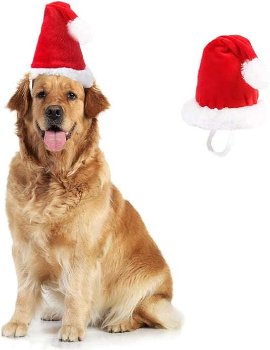 ANIAC Dog Christmas Hat for Medium Large Dog Pet Christmas Outfit Stand up Santa Hat for Dog Kids Santa Costume for Golden Retriever Great Dane Labrador German Shepherd Pitbull (Red Hat, Large)