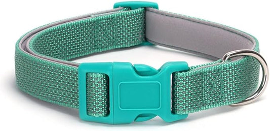 Reflective Dog Collar, Sturdy Nylon Collars with Quick Release Buckle, Adjustable Dog Collar for Puppy and Small Medium Large Girl and Boy Dogs (Teal, Large)