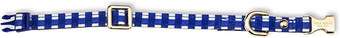 Kate Spade New York Cute Dog Collar with Gold Metal Buckle, 8" to 10.5" Adjustable Collar for Female or Male Extra Small Dogs (Navy Gingham)