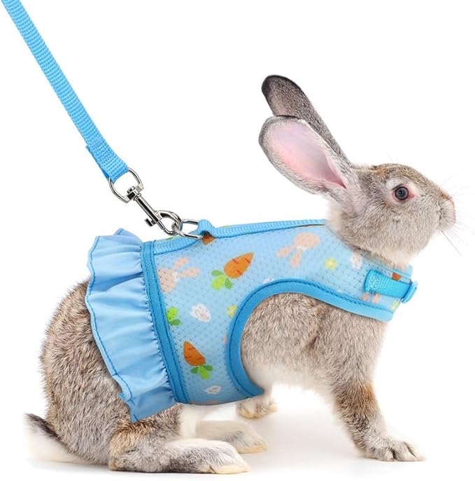 Breathable Small Animal Harness Leash & Hat Set - Adjustable Velcro, 3 Colors - Escape-Proof Vest for Bunny, Chinchilla, Guinea Pig, Hamster for All Seasons