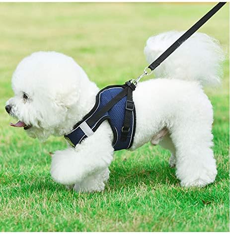 leconpet Step in Dog Harness, Vest Harness and Leash Set for Small Medium Dogs, Puppy Harness, Mesh Reflective Dog Harness Vest (True Navy, L)