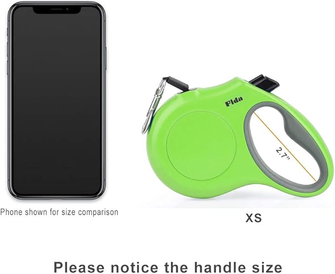 Fida Retractable Dog Leash, 10ft Heavy Duty Pet Walking Leash for X-Small Dog or Cat up to 18 lbs, Tangle Free. One-Hand Brake (X-Small, Green)