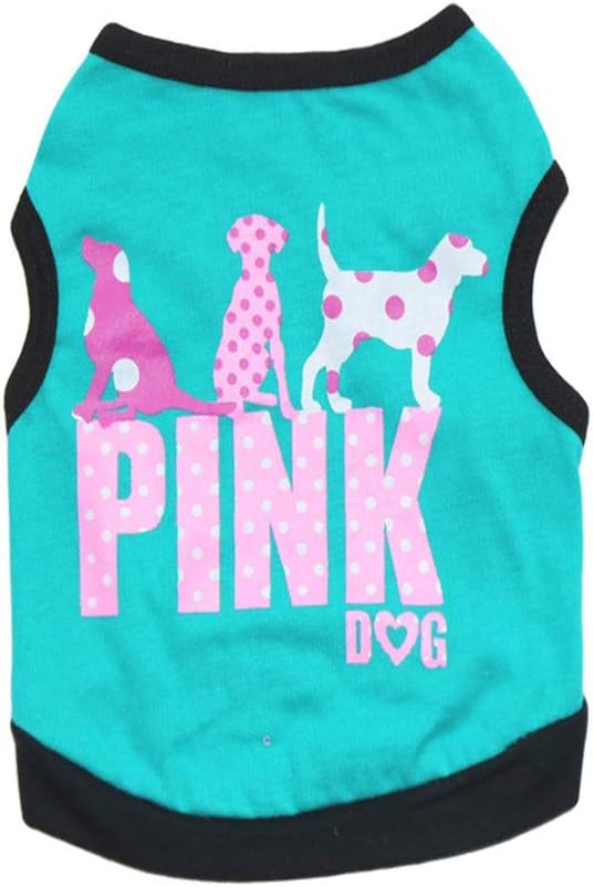 2Pack Dog Clothes for Small Medium Dog Boy Puppy Shirt for Chihuahua Yorkies Pet Dog Cat Pink Print Soft Sweatshirt Breathable Comfortable Cute Vest Apparel