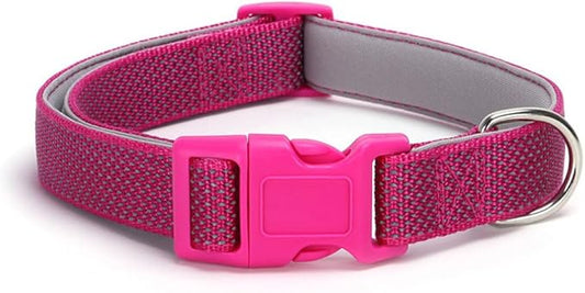 Reflective Dog Collar, Sturdy Nylon Collars with Quick Release Buckle, Adjustable Dog Collar for Puppy and Small Medium Large Girl and Boy Dogs (Hot Pink, Small)