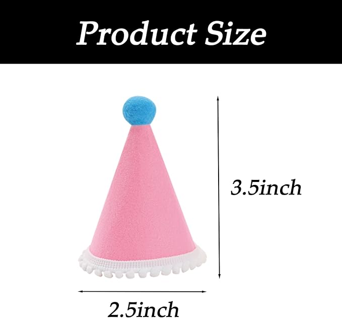 Dog Birthday Hat Set for Small Medium Dogs Cat Puppies, Mini Party Hat with Adjustable Headbands, Cute Pet Hat with Pompons for Birthday Christmas Party Decoration Accessories (Mini 2.5 inch 10pcs)