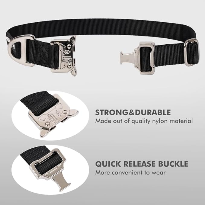 Rttochfy Premium Tactical Dog Collar, Adjustable and Quick-Release Metal Buckle, Heavy Duty Dog Collar for Small Medium, and Large Breed Dogs (Black, S)