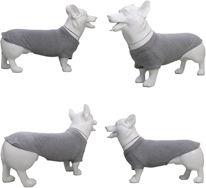 Lovelonglong Pet Clothing Dog Costumes Dachshund Clothes Blank T-Shirt Tee Shirts for Dachshund Dogs,Corgi 100% Cotton Gray D-L