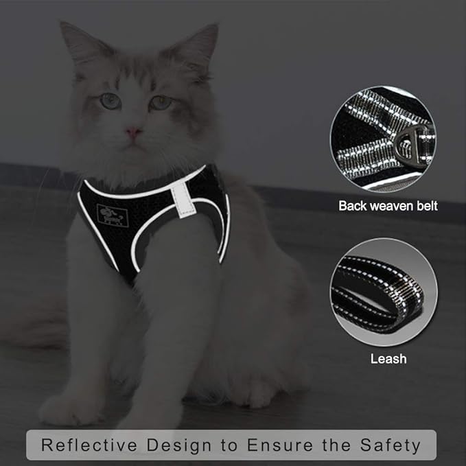 Dog and Cat Universal Harness with Leash - Cat Harness Escape Proof - Adjustable Reflective Step in Dog Harness for Small Dogs Medium Dogs - Soft Mesh Comfort Fit No Pull No Choke (S, Blue)