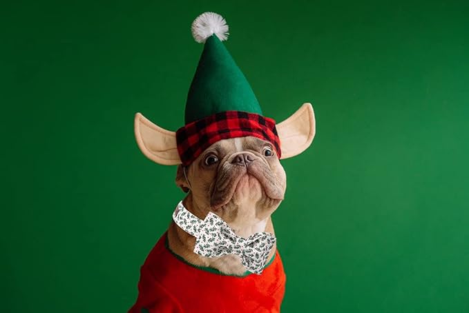 Elegant little tail Christmas Dog Collar, Pet Collar Soft with Comfy Bowtie Dog Collar Holiday Adjustable Pet Gift Collars for Small Medium Large Dogs