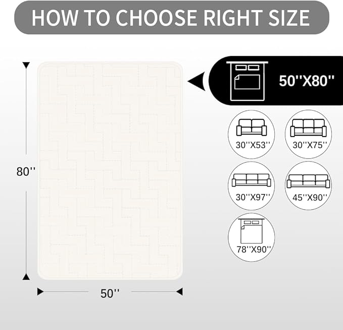 fuguitex Waterproof Dog Bed Cover Couch Cover for Pet Anti-Slip Cat Mat Pet Pad Blanket for Sofa Chair Recliner Bed Furniture Protrctor