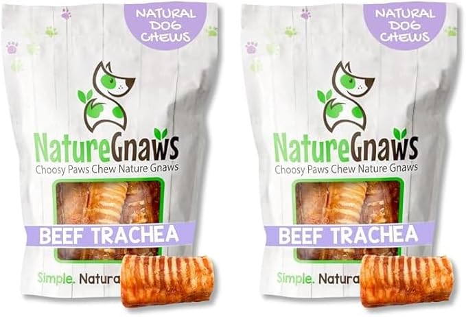Nature Gnaws Beef Trachea Chews for Dogs 3" (12 Count) - Long Lasting Natural Crunchy Dog Chew Bones - Rawhide Free (Pack of 2)