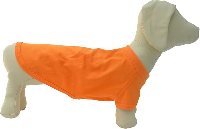 Lovelonglong Pet Clothing Dog Costumes Dachshund Clothes Blank T-Shirt Tee Shirts for Dachshund Dogs,Corgi 100% Cotton Orange D-XL