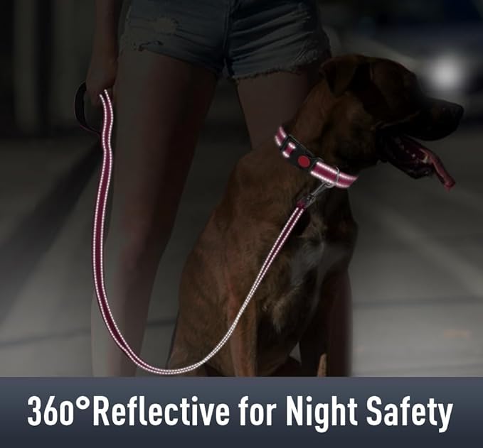 Airtag Dog Collar with AirTag Holder for Large Dogs, Reflective, Soft Padded & Safety Locking Buckle, Nylon Pet Collars Adjustable for All Breeds, Hotpink,XL