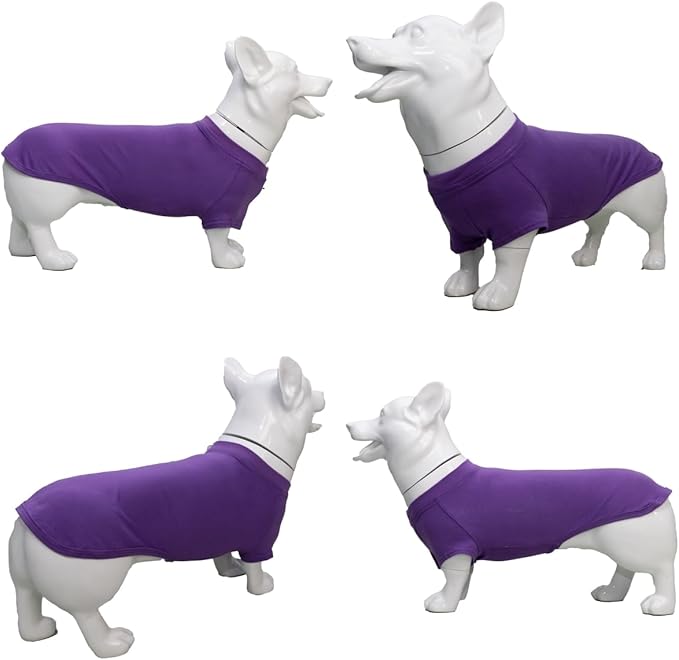 Lovelonglong Pet Clothing Dog Costumes Dachshund Clothes Blank T-Shirt Tee Shirts for Dachshund Dogs,Corgi 100% Cotton Purple D-XL