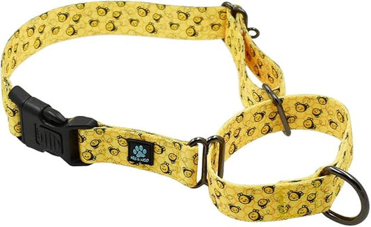 Max and Neo Patterned Martingale Dog Collar - We Donate a Collar to a Dog Rescue for Every Collar Sold (Medium, Yellow Bees)