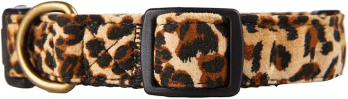 Flocking Fabric Dog Collar,Animal Print Leopard Pattern Pet Collar for Puppy or Medium Dog/Medium/Leopard