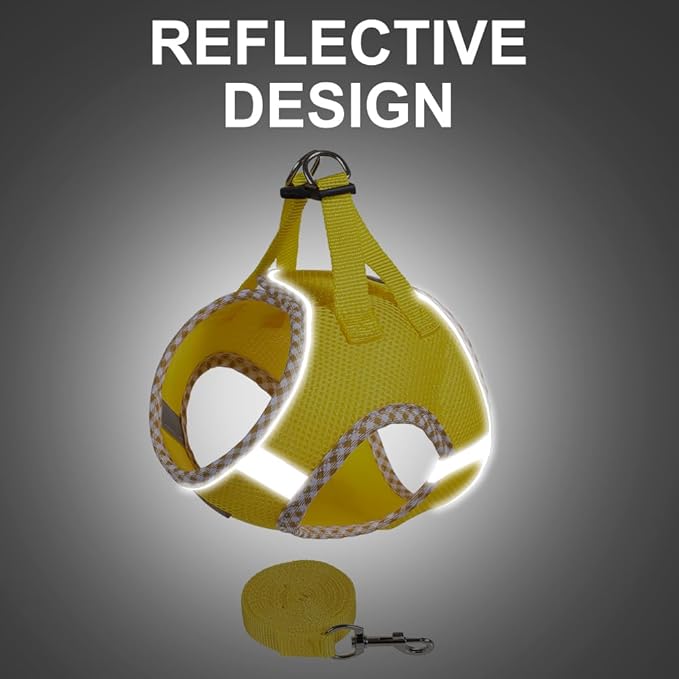 Dog Harness and Leash Set, Mesh Male and Female Extra Small Dogs Vest Collars, Adjustable No-Pull Pet Cat Chest Harnesses with Leashes, Medium Running Gear for Large Puppies, S Size Green