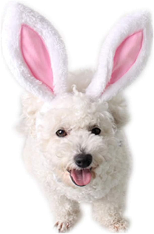 Dog Cute Costume Bunny Rabbit Hat Headband with Ears for Cats & Dogs Party Costume Easter Halloween Novelty Accessory Headwear (Large)