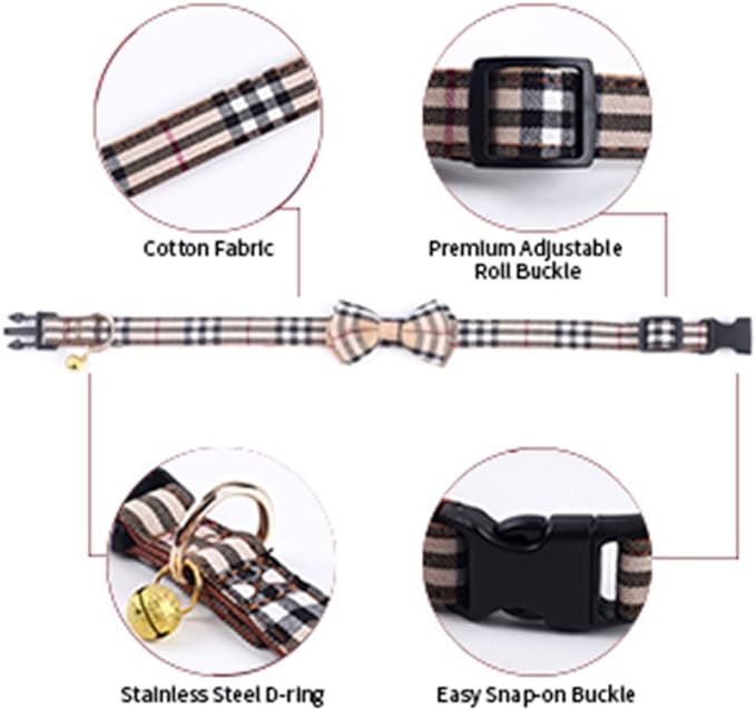 SuperBuddy Dog Collar, Adjustable Dog Collar with Bowtie, Pet Collar for Dog Soft Bowtie Dog Collars for Small Medium Large Pet