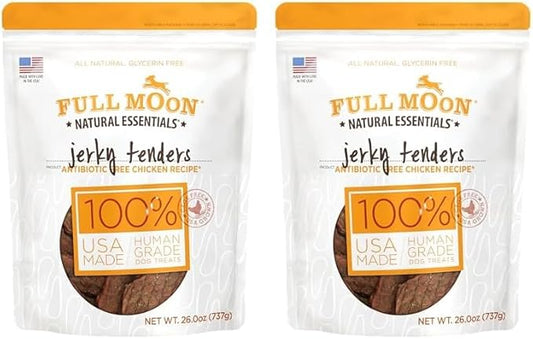 Full Moon Chicken Jerky Tenders Healthy All Natural Dog Treats Human Grade Made in USA 26 oz (Pack of 2)