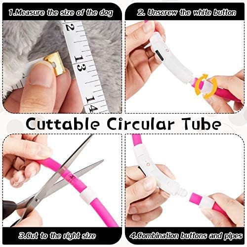 Weewooday 3 Pcs Dog Collar LED USB Rechargeable Lights Dog Necklace Collars Doggy Lights for Night Walking Adjustable Safety Lamp Pet Collars for Large Medium Small Puppy Pet(3 Colors,Natural Style)