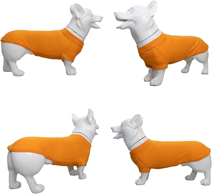 Lovelonglong Pet Clothing Dog Costumes Dachshund Clothes Blank T-Shirt Tee Shirts for Dachshund Dogs,Corgi 100% Cotton Orange D-M