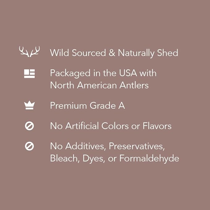 Amazon Brand - Wag Dog Elk Antler Chew, Naturally Shed, Whole, Medium 6-7.5 inches (Best for Dogs 15-30 lbs), 2.90 Ounce (Pack of 4)