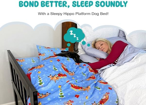 Dog Bed Frame - Wooden Raised Dog Bed Frame ONLY, Human-Style Freestanding Pet Bedside Cosleeper for Dogs & Cats, Wood Bunk Bassinet for Small, Medium & Large Breeds (Medium Profile)