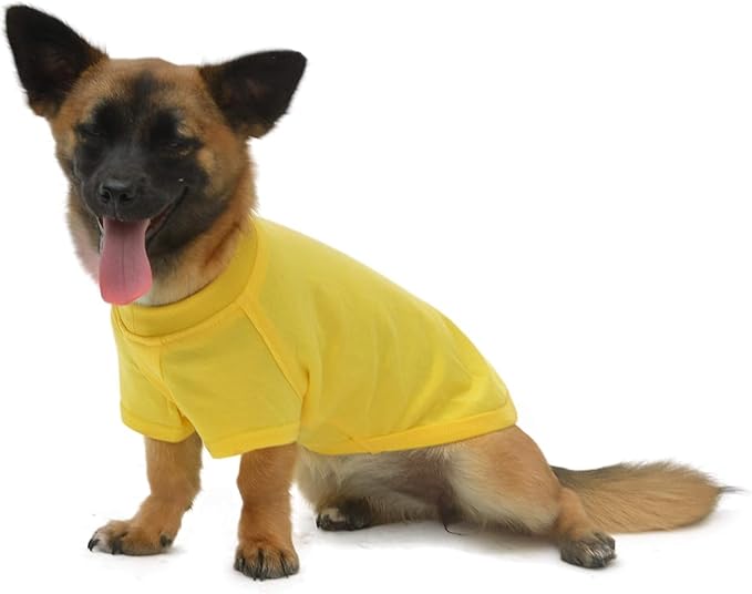 Lovelonglong 2019 Pet Clothing Dog Costumes Dachshund Clothes Blank T-Shirt Tee Shirts for Dachshund Dogs,Corgi 100% Cotton Yellow D-L