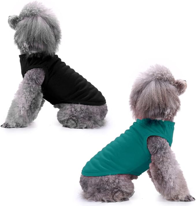 Chol&Vivi Dog Shirt, 4pcs Blank Cotton Shirts Fit for Extra Small to Extra Large Size Dogs, Sleeveless Apparel Soft and Lightweight, Tank Top for All Breeds, Black/Dark Green/Pink/Rose Red, X-Large