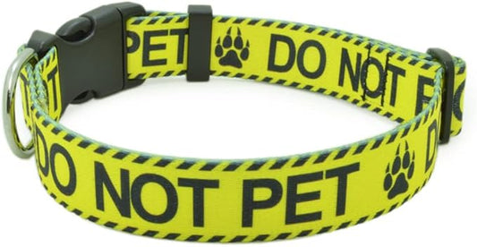 Dog Collar for DO NOT PET, Sturdy Durable with Buckle, Yellow Dog Collars for Small Medium Large Dogs, Premium Adjustable Polyester Pet Collar