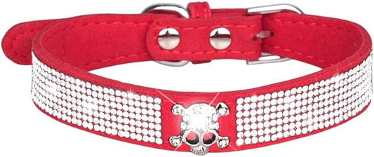 Cute Dog Collar with Bling Rhinestone, Fancy Crystal Diamond Glitter Pretty Jewel Soft Cat Collars for Small Medium Large Breed Dogs Girl Female Pet Puppy Kitten Terrier (M, Red6)