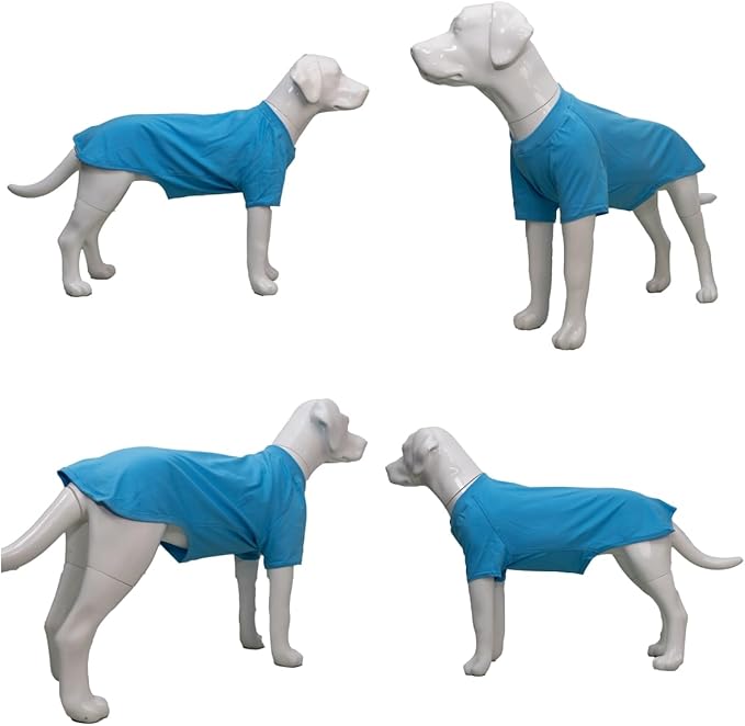 Lovelonglong Pet Clothing Dog Costumes Basic Blank T-Shirt Tee Shirts for Large Dogs Lake-Blue XXXXL