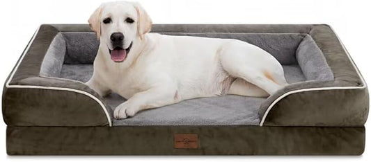 Comfort Expression Jumbo Breed Dog Bed, Large Dog Bed for Extra Large Dogs, Waterproof Orthopedic Dogs Beds, PV Washable Sofa Beds with Removable Cover & Non-Slip Bottom(Jumbo,Dark Green)