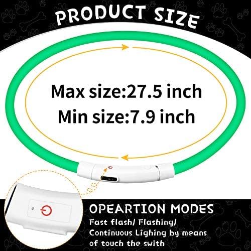 Weewooday 3 Pcs Dog Collar LED USB Rechargeable Lights Dog Necklace Collars Doggy Lights for Night Walking Adjustable Safety Lamp Pet Collars for Large Medium Small Puppy Pet(3 Colors,Natural Style)