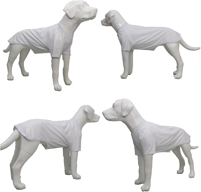 Lovelonglong Pet Clothing Dog Costumes Basic Blank T-Shirt Tee Shirts for Medium Large Dogs White XXL+