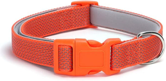 Reflective Dog Collar, Sturdy Nylon Collars with Quick Release Buckle, Adjustable Dog Collar for Puppy and Small Medium Large Girl and Boy Dogs (Orange, Medium)