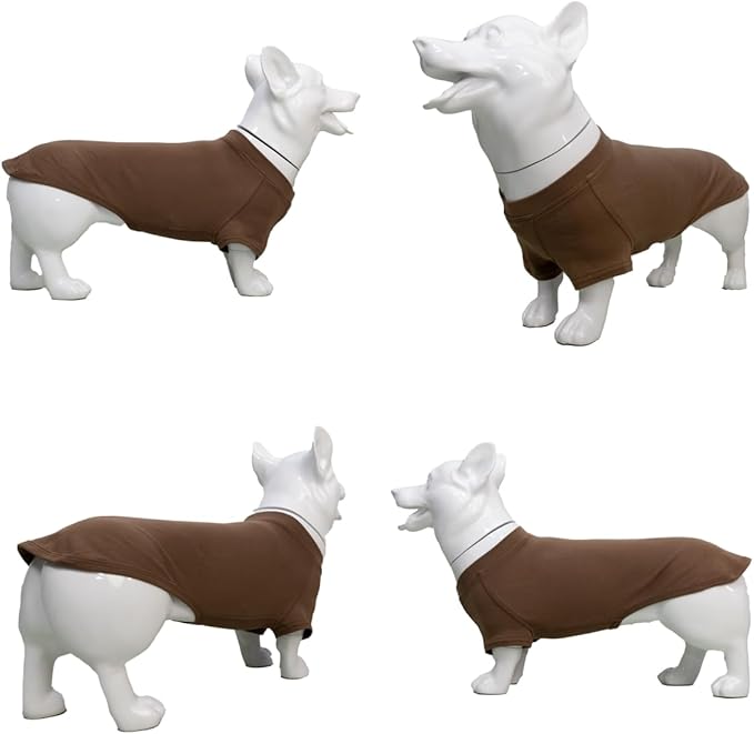 Lovelonglong Pet Clothing Dog Costumes Dachshund Clothes Blank T-Shirt Tee Shirts for Dachshund Dogs,Corgi 100% Cotton Coffee D-XL
