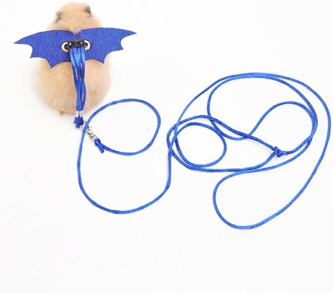 Small Animal Harness and Leash Set for Hamsters, Lizards, and Bearded Dragons - Secure, Adjustable, and Comfortable Walking Accessory (Blue)