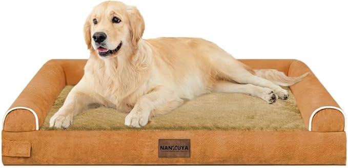 Large Dog Bed Orthopedic Washable: Beds Bolster XL Bed Medium Large Dogs Egg Crate Foam Couch Sofa Waterproof with Removable Cover - Orange