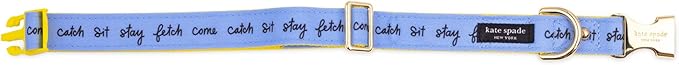kate spade new york Cute Dog Collar with Gold Metal Details & Plastic Buckle, 15" to 22” Adjustable Dog Collar for Female or Male Dogs, Medium/Large, Raining Cats & Dogs