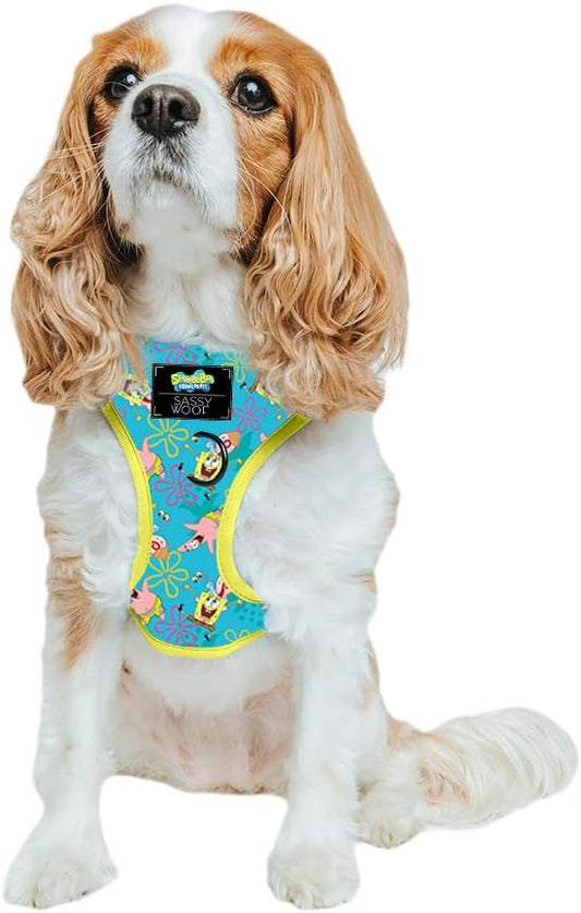 Dog Adjustable Harness - Spongebob Squarepants™ Jelly Fishin' - S, Breathable Mesh, No Pull Design with Two D-Rings, Patented Design, Perfect for Small Dogs - Officially Licensed