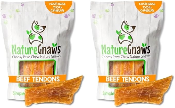 Nature Gnaws Beef Paddywack Tendons for Dogs 5-6" (10 Count) - Long Lasting for Aggressive Chewers - Natural Beef Dog Chew Bones - Rawhide Free (Pack of 2)