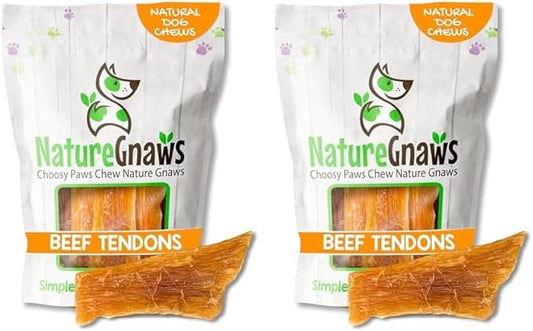 Nature Gnaws Beef Paddywack Tendons for Dogs 5-6" (10 Count) - Long Lasting for Aggressive Chewers - Natural Beef Dog Chew Bones - Rawhide Free (Pack of 2)