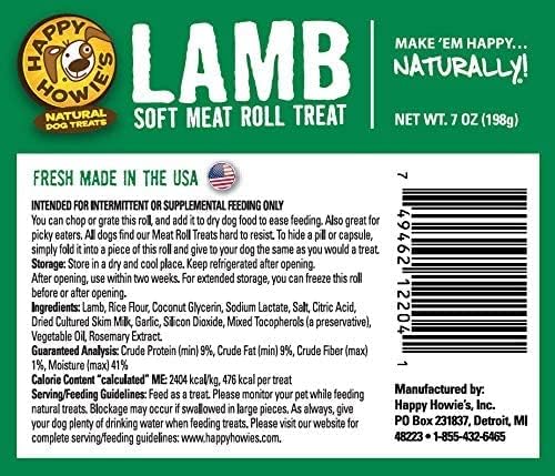 Happy Howie's Soft Meat Roll Treat - Soft Dog Food Rolls, Natural Ingredients, for All Dogs, Made in USA - Beef, Lamb, Turkey, 7 Oz (Pack of 3)