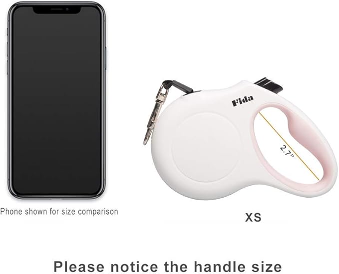 Fida Retractable Dog Leash X-Small Breed, 10 ft Durable Pet Walking Leash for Extra Small Dogs/Cats/Small Animals up to 18 lbs, 360° Tangle Free, White